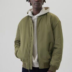GAP Khaki Green Bomber Jacket Size Large NEW